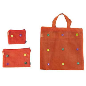 Orange Tote Bag and Accessories Set